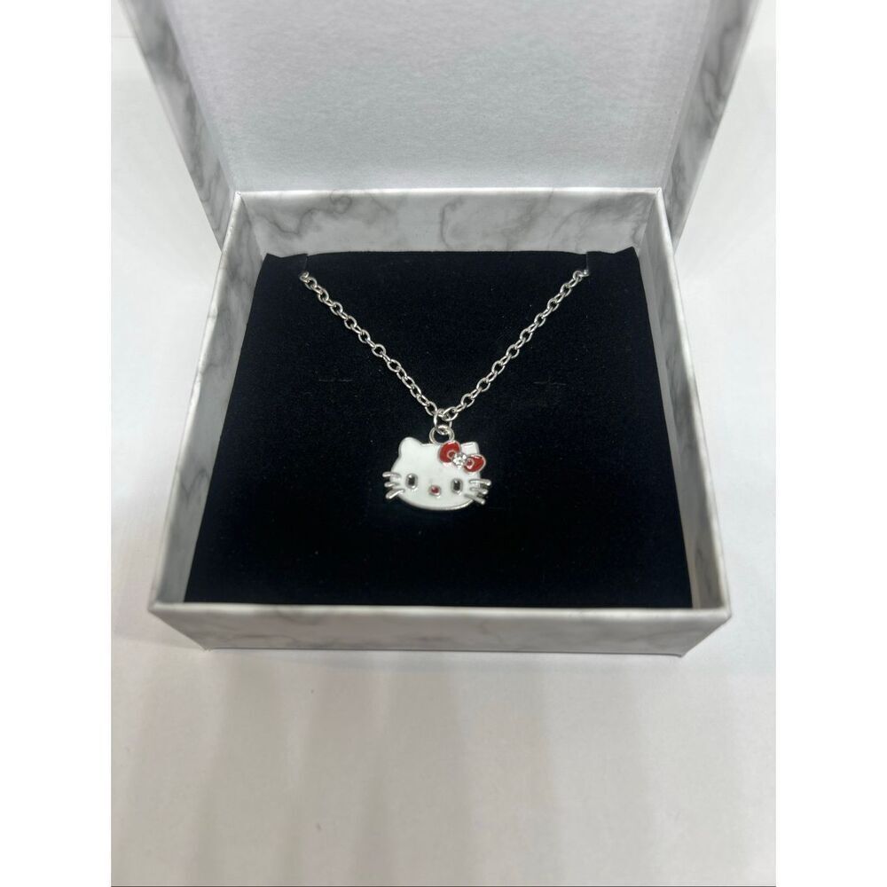 🎀 Hello Kitty Necklace | BRAND NEW | Silver-Tone Chain | Red Bow Charm 🎀